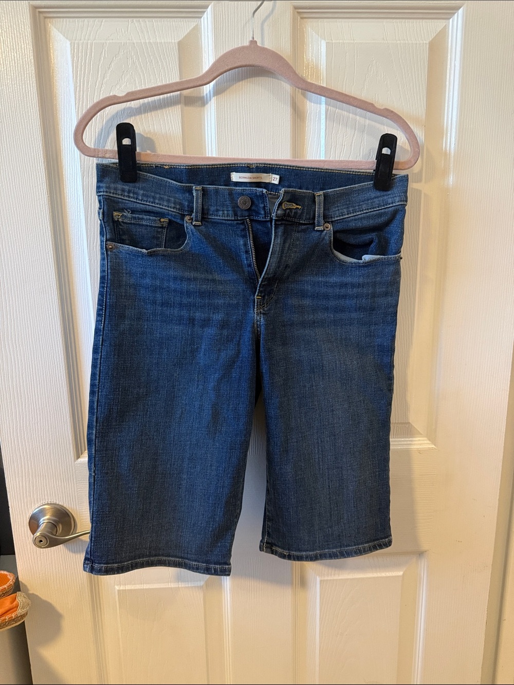 Dark Wash Denim Bermuda Shorts - Blue